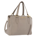 Miu Miu Hand Bag Leather 2way Gray Gold Auth 167882A-1
