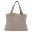Miu Miu Hand Bag Leather 2way Gray Gold Auth 167882A-2