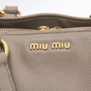 Miu Miu Hand Bag Leather 2way Gray Gold Auth 167882A-24