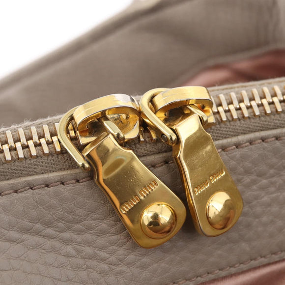 Miu Miu Hand Bag Leather 2way Gray Gold Auth 167882A