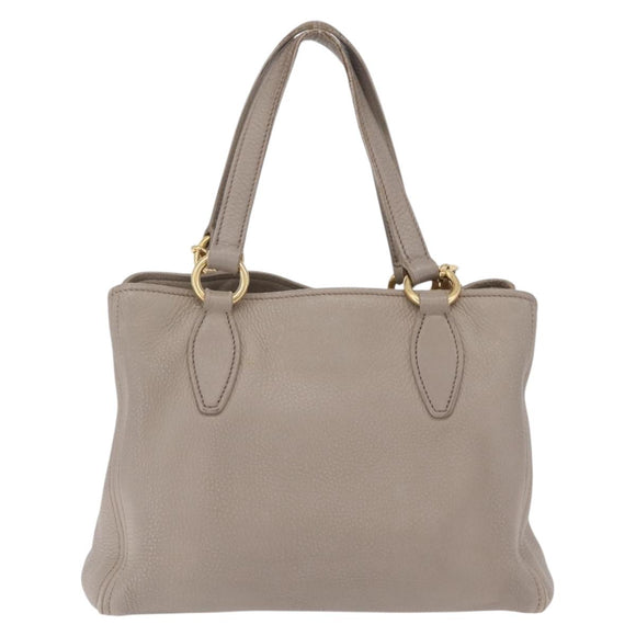 Miu Miu Hand Bag Leather 2way Gray Gold Auth 167882A
