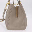 Miu Miu Hand Bag Leather 2way Gray Gold Auth 167882A-5