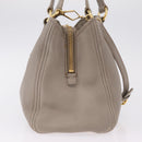 Miu Miu Hand Bag Leather 2way Gray Gold Auth 167882A-7