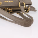 Miu Miu Hand Bag Leather 2way Gray Gold Auth 167882A-9