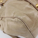 Miu Miu Hand Bag Leather 2way Beige Gold Auth 167884M-14