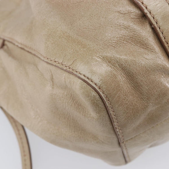 Miu Miu Hand Bag Leather 2way Beige Gold Auth 167884M