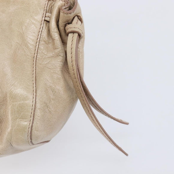 Miu Miu Hand Bag Leather 2way Beige Gold Auth 167884M