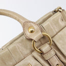 Miu Miu Hand Bag Leather 2way Beige Gold Auth 167884M-19