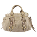 Miu Miu Hand Bag Leather 2way Beige Gold Auth 167884M-2