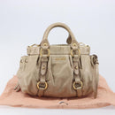 Miu Miu Hand Bag Leather 2way Beige Gold Auth 167884M-28