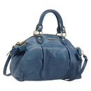 Miu Miu Hand Bag Leather 2way Blue Gold Auth 167885M-1
