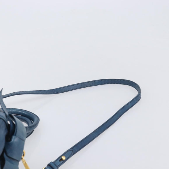 Miu Miu Hand Bag Leather 2way Blue Gold Auth 167885M