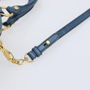 Miu Miu Hand Bag Leather 2way Blue Gold Auth 167885M-17