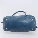 Miu Miu Hand Bag Leather 2way Blue Gold Auth 167885M-14