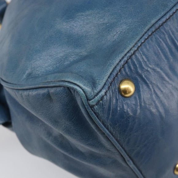 Miu Miu Hand Bag Leather 2way Blue Gold Auth 167885M