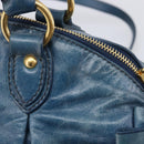Miu Miu Hand Bag Leather 2way Blue Gold Auth 167885M-9