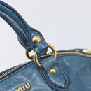 Miu Miu Hand Bag Leather 2way Blue Gold Auth 167885M-23