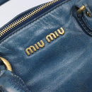 Miu Miu Hand Bag Leather 2way Blue Gold Auth 167885M-21