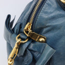 Miu Miu Hand Bag Leather 2way Blue Gold Auth 167885M-22
