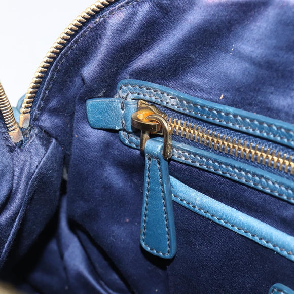Miu Miu Hand Bag Leather 2way Blue Gold Auth 167885M