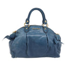 Miu Miu Hand Bag Leather 2way Blue Gold Auth 167885M-13