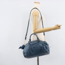Miu Miu Hand Bag Leather 2way Blue Gold Auth 167885M-31