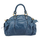 Miu Miu Hand Bag Leather 2way Blue Gold Auth 167885M-2