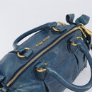 Miu Miu Hand Bag Leather 2way Blue Gold Auth 167885M-6