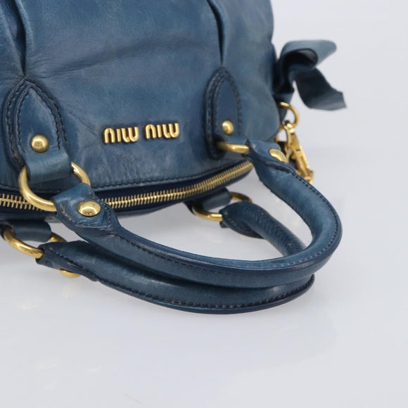 Miu Miu Hand Bag Leather 2way Blue Gold Auth 167885M