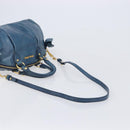 Miu Miu Hand Bag Leather 2way Blue Gold Auth 167885M-9