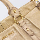 Miu Miu Hand Bag Leather 2way Beige Gold Auth 167886M-21