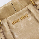 Miu Miu Hand Bag Leather 2way Beige Gold Auth 167886M-22