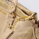 Miu Miu Hand Bag Leather 2way Beige Gold Auth 167886M-23