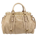 Miu Miu Hand Bag Leather 2way Beige Gold Auth 167886M-13