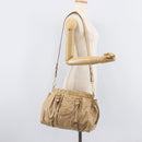 Miu Miu Hand Bag Leather 2way Beige Gold Auth 167886M-31