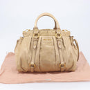 Miu Miu Hand Bag Leather 2way Beige Gold Auth 167886M-12