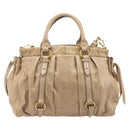 Miu Miu Hand Bag Leather 2way Beige Gold Auth 167886M-2