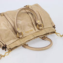 Miu Miu Hand Bag Leather 2way Beige Gold Auth 167886M-6