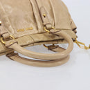 Miu Miu Hand Bag Leather 2way Beige Gold Auth 167886M-7