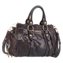 Miu Miu Hand Bag Leather 2way Brown Gold Auth 167887M-1
