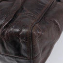 Miu Miu Hand Bag Leather 2way Brown Gold Auth 167887M-19