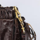 Miu Miu Hand Bag Leather 2way Brown Gold Auth 167887M-18
