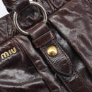 Miu Miu Hand Bag Leather 2way Brown Gold Auth 167887M-22
