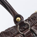 Miu Miu Hand Bag Leather 2way Brown Gold Auth 167887M-23