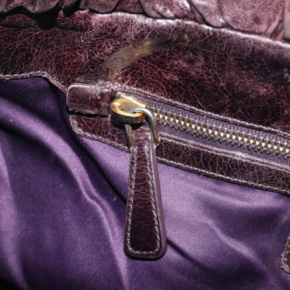 Miu Miu Hand Bag Leather 2way Brown Gold Auth 167887M