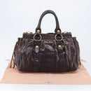Miu Miu Hand Bag Leather 2way Brown Gold Auth 167887M-31