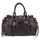 Miu Miu Hand Bag Leather 2way Brown Gold Auth 167887M-2