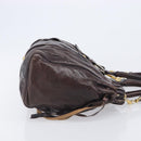 Miu Miu Hand Bag Leather 2way Brown Gold Auth 167887M-3