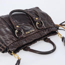 Miu Miu Hand Bag Leather 2way Brown Gold Auth 167887M-6