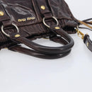 Miu Miu Hand Bag Leather 2way Brown Gold Auth 167887M-7